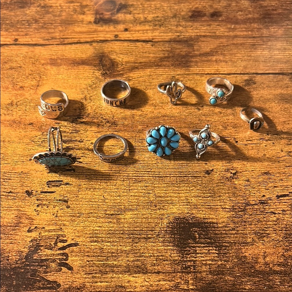 Turquoise and Silver Ring Set